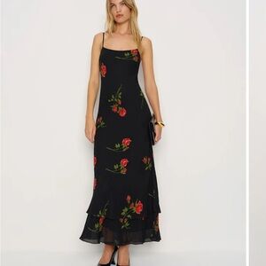 Reformation Plume Dress Black - Size M